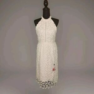 Chicwish Leaf Elegance Halter White Pink Crochet Dress Women's Medium NWT B24#4